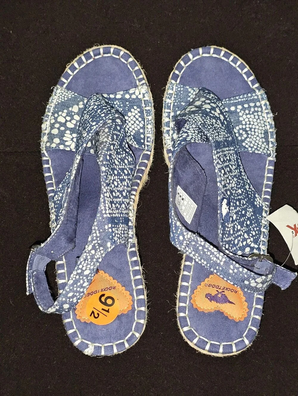 NWT Rocketdog Women's Blue/White Rope Espidrile Wedge Sandals Open Toe- Size 9.5